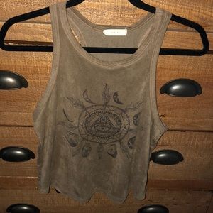 Suede feel camel colored boho tank